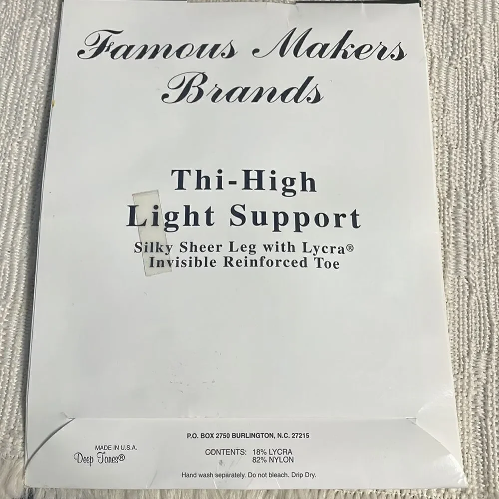 FAMOUS MAKERS BRANDS Thigh High Light Support Stockings Hose Fit 8 1/2-11 Taupe